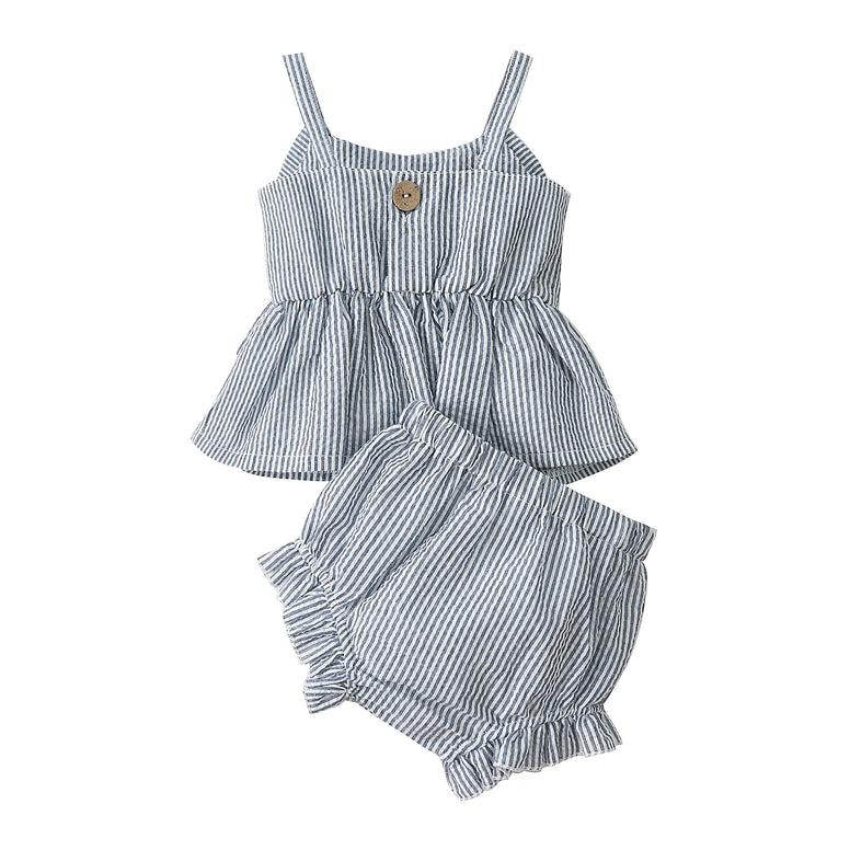 LYSINK Newborn Baby Girl Clothes Stripe Sleeveless Bowknot Tank Top Shorts Set Summer Outfits Cute Baby Clothes Girl 0-18M