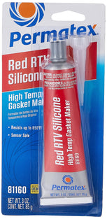 Permatex 81160 High-Temp Red RTV Silicone Gasket, 3 oz
