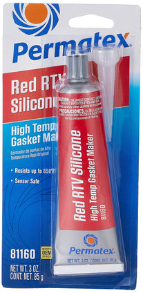 Permatex 81160 High-Temp Red RTV Silicone Gasket, 3 oz