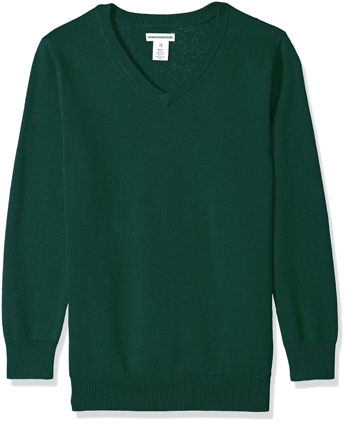 Essentials Toddler Boys' Uniform Cotton V-Neck Sweater, Green, 4T
