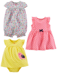 Simple Joys by Carter's Baby Girls Baby Girls' 3-Pack Romper, Sunsuit, and Dress Rompers
