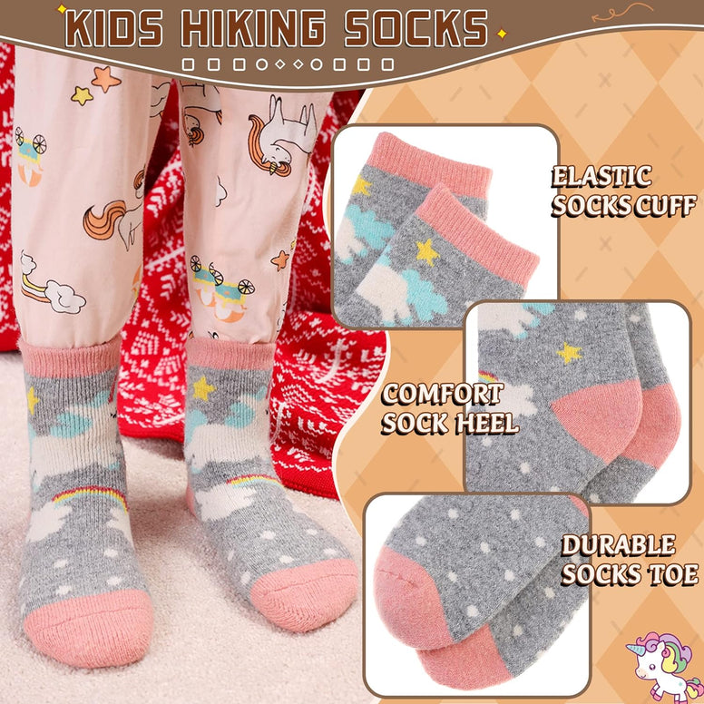 Kids Boys Girls Slipper Socks Warm Thick Fuzzy Fleece Lined Winter Cartoon Thermal Anti-Slip Soft Children's Home Floor Socks