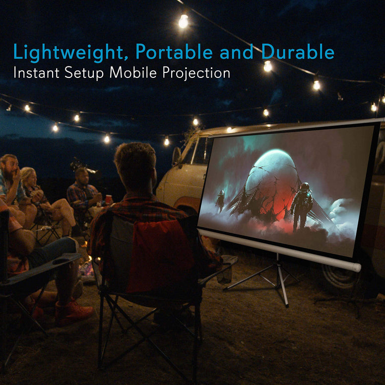 Portable Projector Screen Tripod Stand - Mobile Projection Screen Lightweight Carry & Durable Easy Pull Assemble System for Schools Meeting Conference Indoor Outdoor Use 50 Inch - Pyle PRJTP52