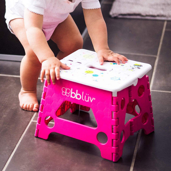 Bbluv Foldable Step Stool-Compact And Easy Clean Pink, Pink