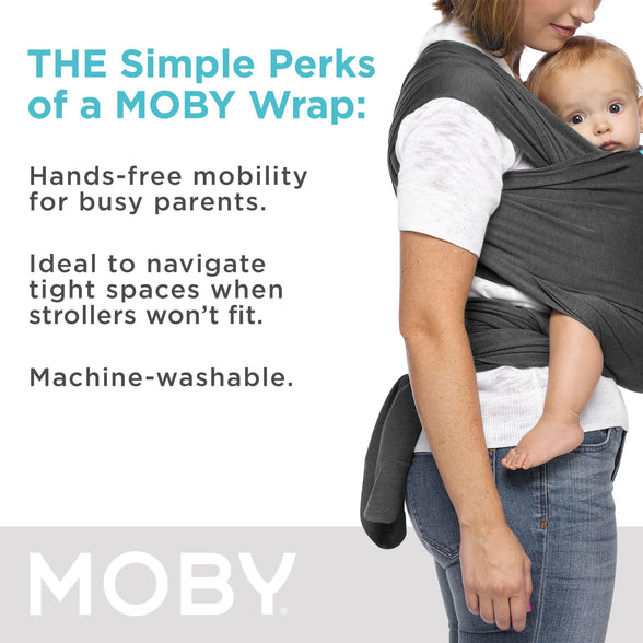 MOBY Evolution Baby Wrap Carrier for Newborn to Toddler, Baby Sling from Birth, One Size Fits All, Lighter Version of MOBY Classic Wrap, Breathable Stretchy Wrap, Unisex
