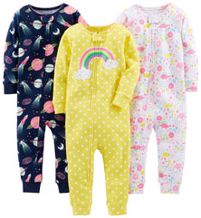 Simple Joys by Carter's Toddlers and Baby Girls' Snug-Fit Footless Cotton Pajamas, Pack of 3(6-9M)