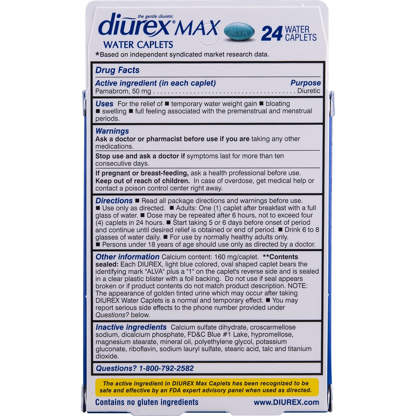 Diurex Max Water Caplets Caffeine Free - 24 Caplets, Pack of 2