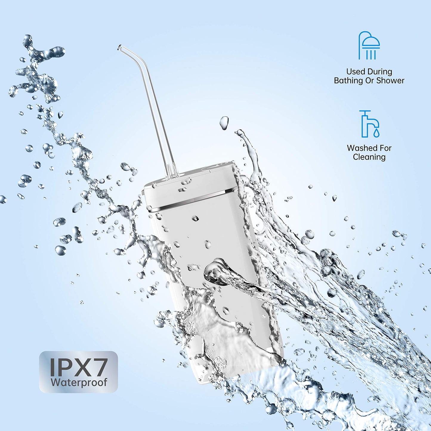 Water Flosser [Mini Cordless Portable] Oral Irrigator Water Teeth Cleaner Pick, Telescopic Water Tank, 3 Modes & IPX7 Waterproof, Home & Travel Water Flossers for Teeth, Braces Bridges Care.