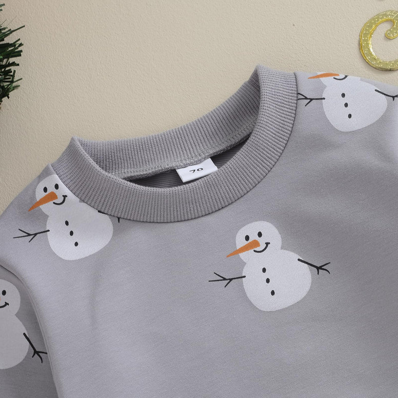 Lucikamy Toddler Baby Boy Girl Christmas Sweatshirt Letter Print Long Sleeve Crewneck Pullover Top Fall Winter Clothes 0-6M