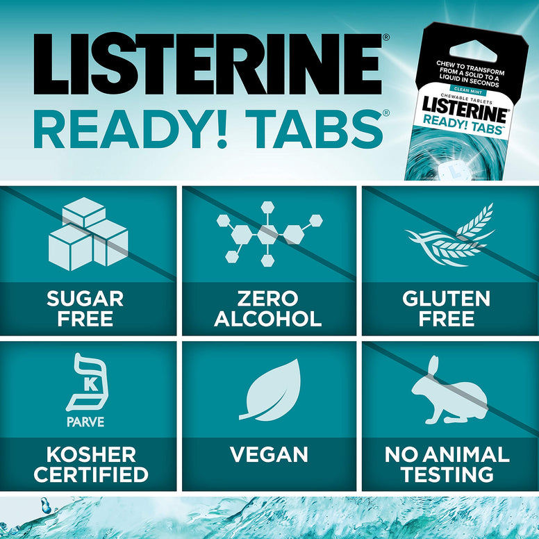 Listerine Ready Chewable Tablets, Clean Mint,8 Pieces