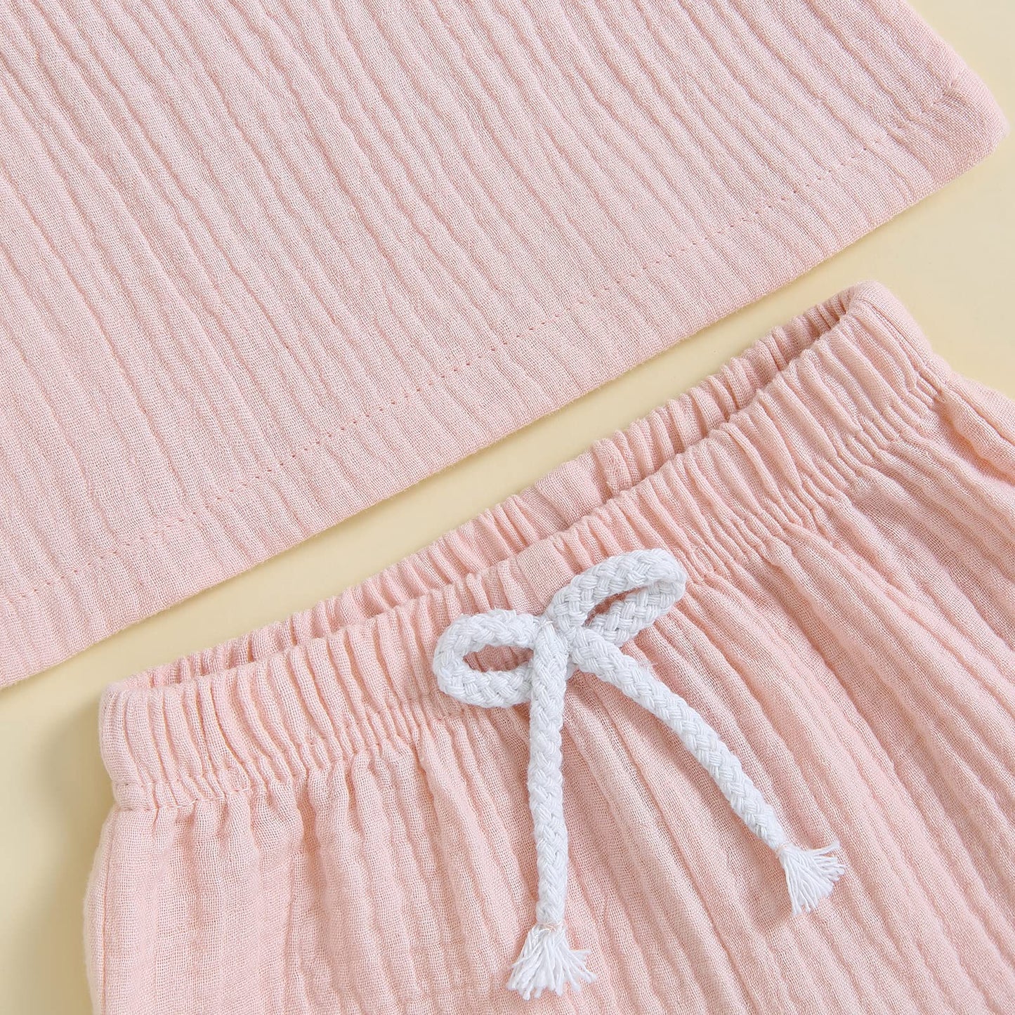 Toddler Baby Boy Girl Clothes Cotton Linen Outfit Short Sleeve T-Shirt Tops Shorts 2Pcs Summer Clothes Set, A-pink, 0-6 Months