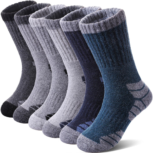 NOCIN COLOR Kids Merino Wool Hiking Socks Boys Girls Toddlers Thermal Winter Warm Boot Thick Cushion Gift Socks 6 Pairs