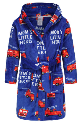 FunnyPaja Boys Soft Fleece Robes Plush Hooded Bathrobes Sleepwear for Kids 1-16 Years