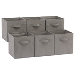 Collapsible Fabric Storage Cubes Organizer with Handles, 26.67 x 26.67 x 27.94 centimeters, Pack of 6, Gray