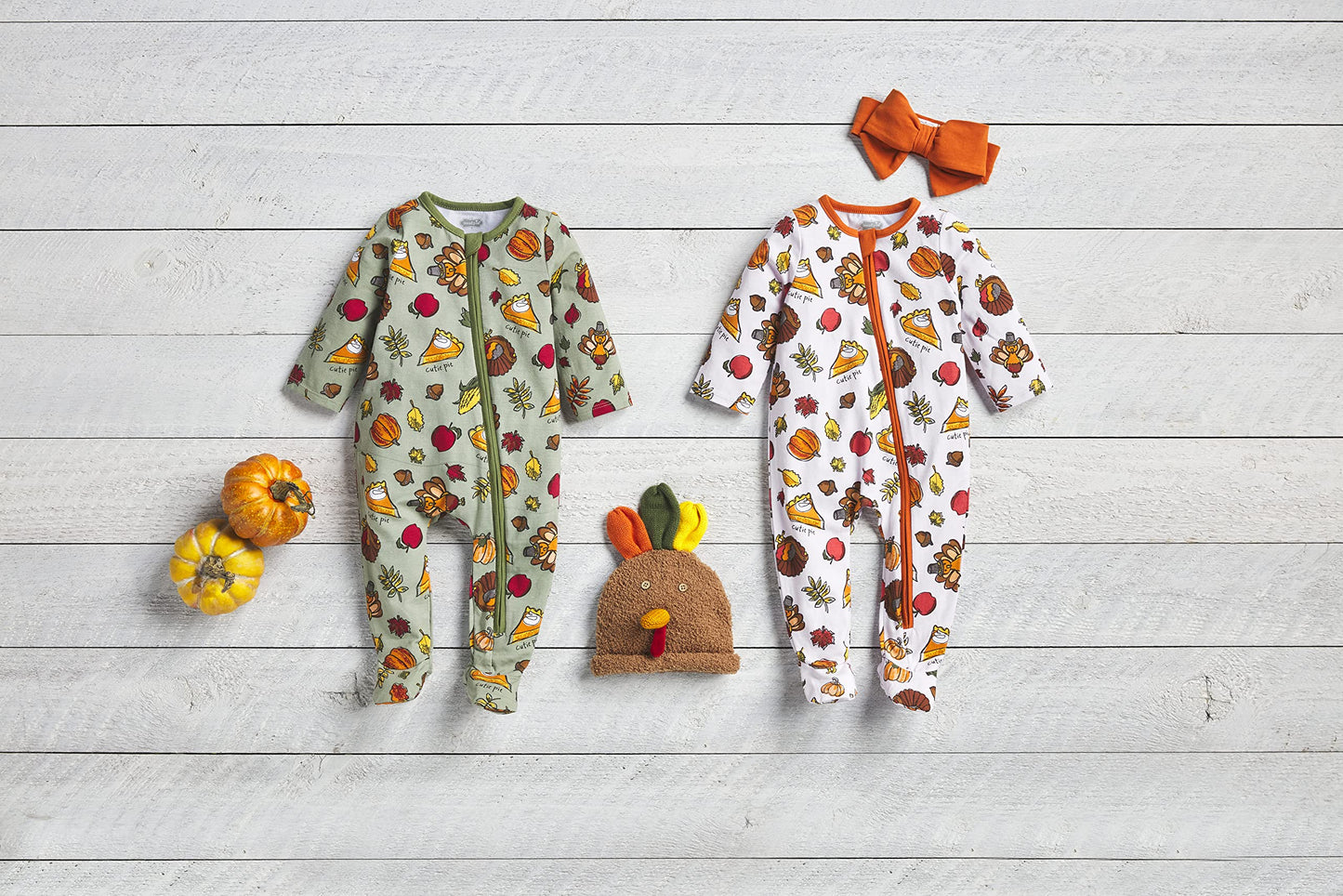 Mud Pie Baby Girls' Thanksgiving Turkey Sleeper and Headband Set(0-3M)