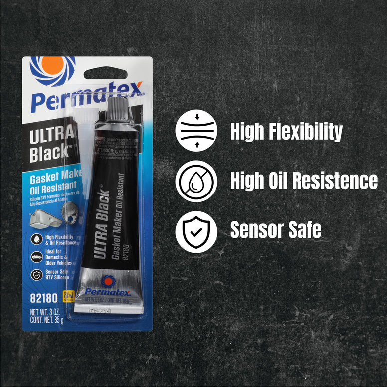 Permatex 82180 Ultra Black Maximum Oil Resistance RTV Silicone Gasket Maker, 3.35 oz. Tube