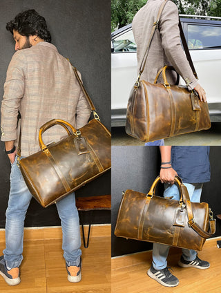Leather Duffel Bags For Men Women - Airplane Underseat Carry On Luggage By Rustic Town