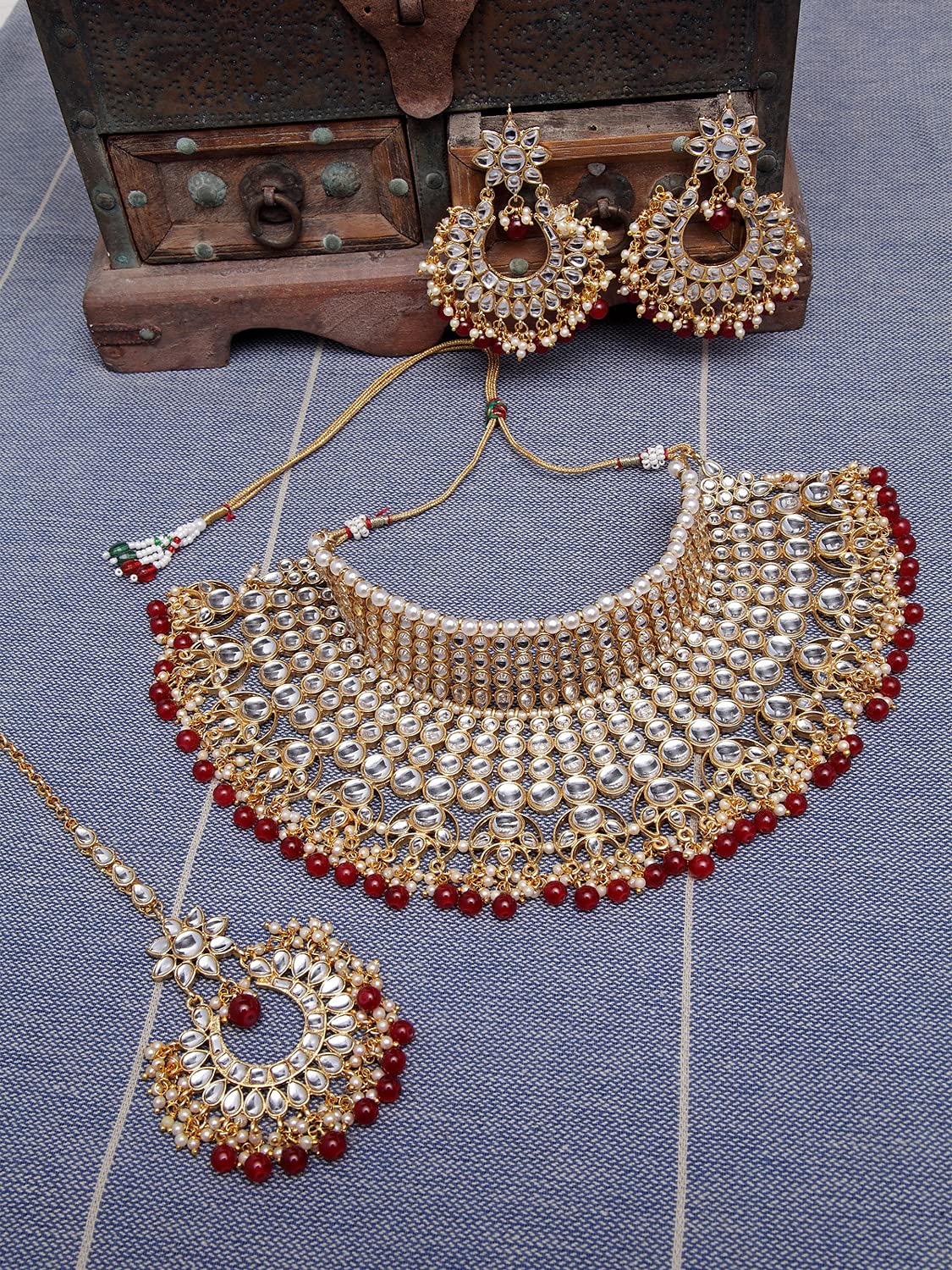 Shining Diva Fashion Latest Stylish Kundan Choker Wedding Party Traditional Necklace Jewellery Set for Women