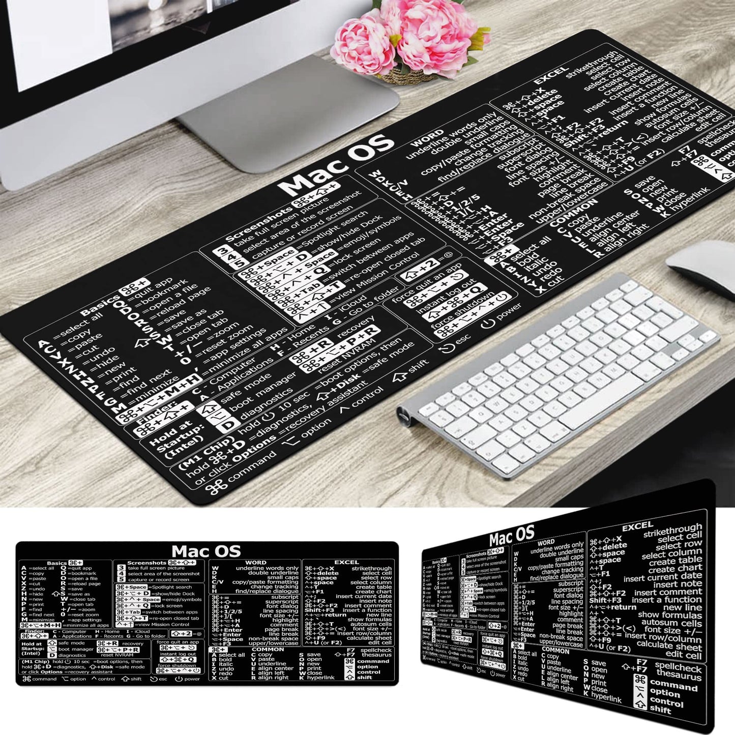 Mac os Shortcuts, excel Shortcuts Cheat Sheet, Mac OS (M1+Intel) + Word/Excel (for Mac) Quick Reference Guide Keyboard Shortcut, Keyboard mat, mac os Shortcuts mousemat, Trader Mouse Pad Mat HG