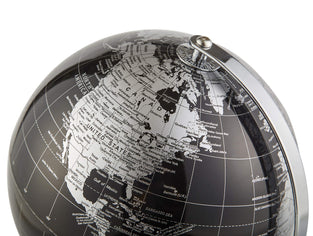 ANNOVA Metallic World Globe Black – Educational/Geographic/Modern Desktop Decoration - Stainless Steel Arc and Base/Earth World - Metallic Black - for School, Home, and Office (8-Inch)