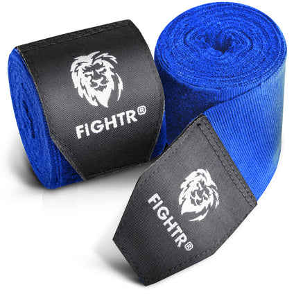 FIGHTR® Premium Handwraps 160 inches semi Elastic Hand Wraps with Thumb Loop for Boxing, MMA, Muay Thai and Other Martial Arts 4m for Men & Women (Blue)