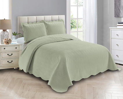 Linen Plus Luxury Oversized Coverlet Embossed Bedspread Set Solid Light Green Full/Queen Bed Cover New # Ashley