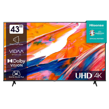 Hisense 43 Inch TV 4K UHD Smart with Dolby Vision Pixel Tuning Share TV Game Mode Plus Youtube Netflix Shahid - 43E6K (2022 model)