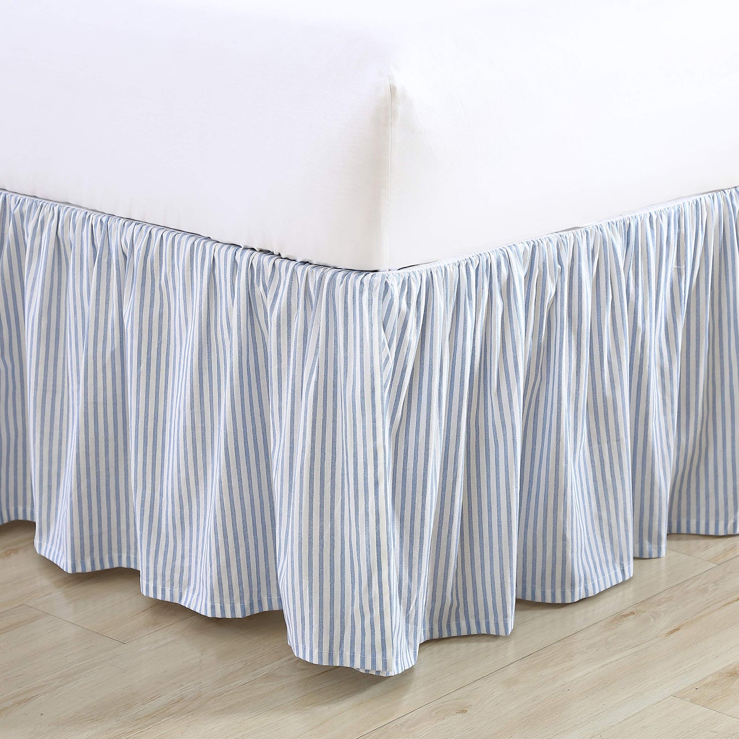 Laura Ashley Home | Bedskirt-100, Stylish Ruffled Design, 100% Cotton, Blue, King