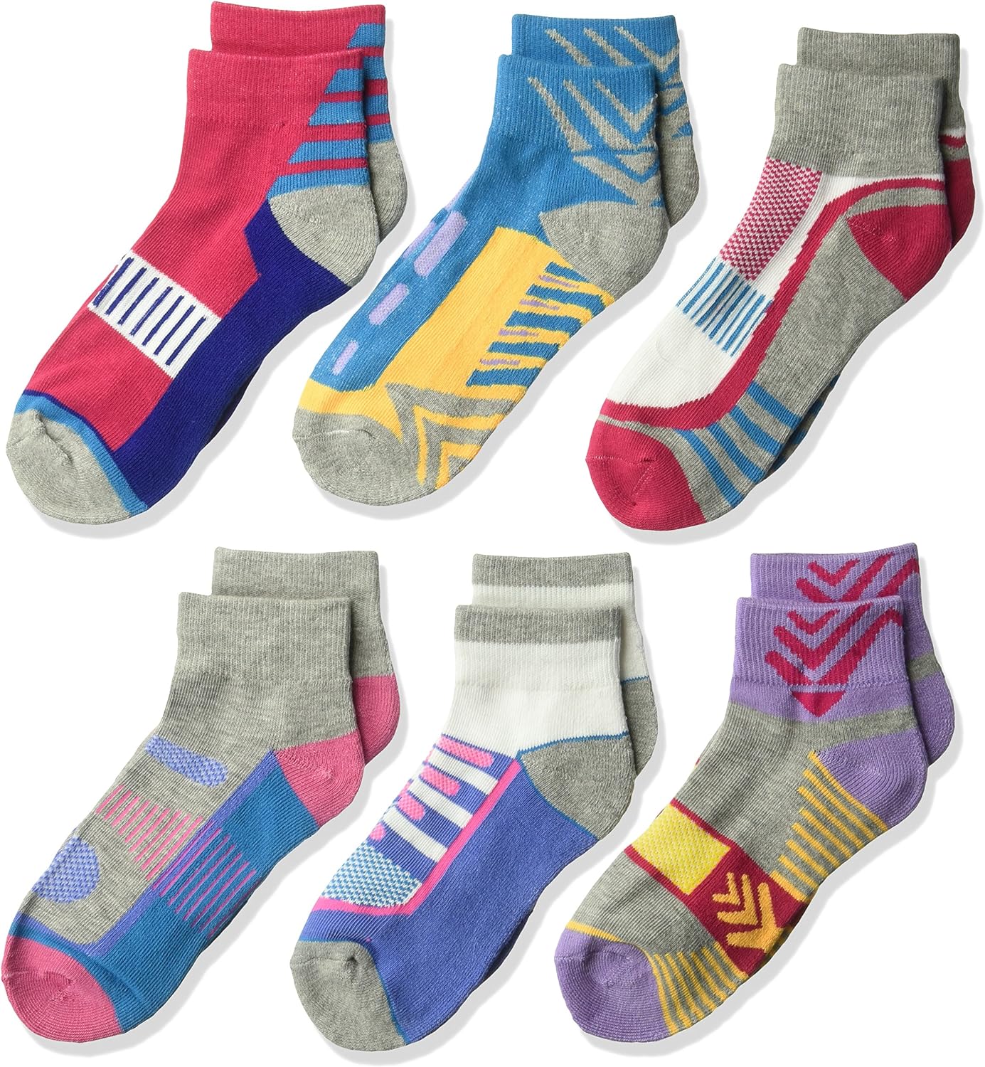 Jefferies Socks girls Tech Sport Quarter Half Cushion Socks 6 Pair Pack Socks (pack of 6)