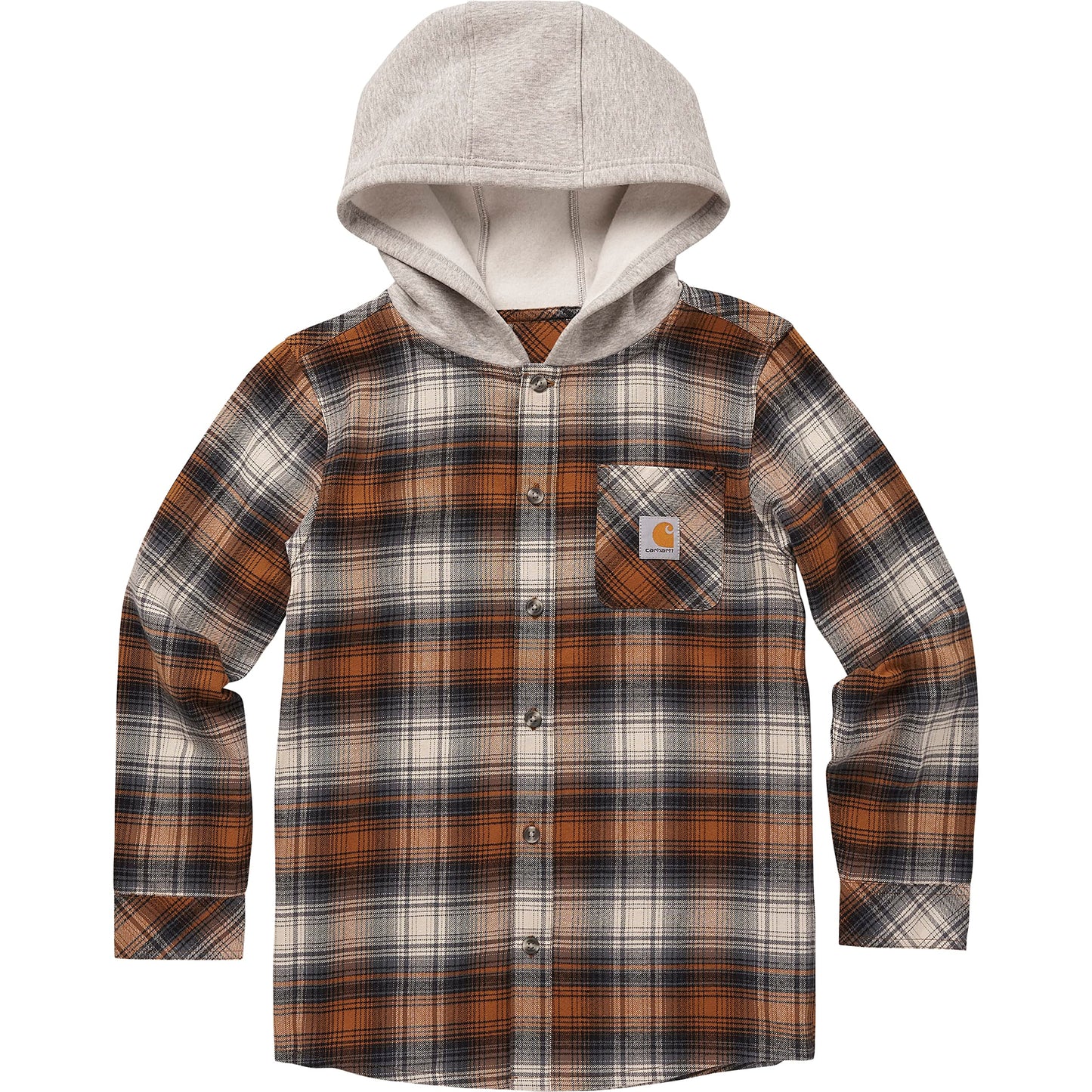 Carhartt boys Long-sleeve Button-front Hooded Flannel Shirt Button Down Shirt