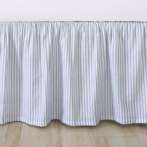 Laura Ashley Home | Bedskirt-100, Stylish Ruffled Design, 100% Cotton, Blue, King