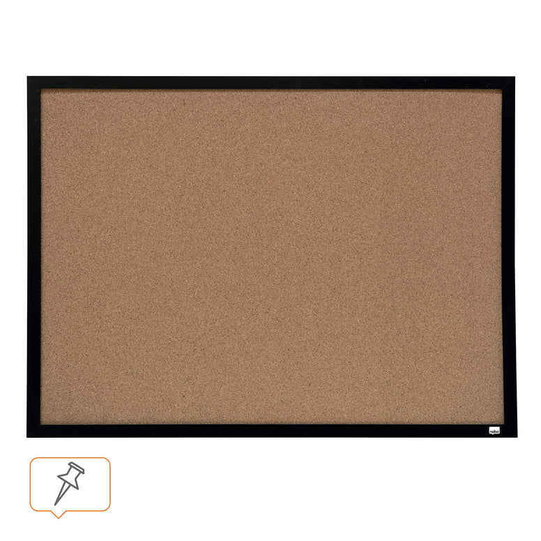 Nobo Small Cork Notice Board With Black Frame, Wall Mountable, Includes Fixing Kit, Home/Office, 585 x 430 mm, 1903776