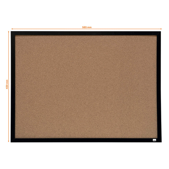 Nobo Small Cork Notice Board With Black Frame, Wall Mountable, Includes Fixing Kit, Home/Office, 585 x 430 mm, 1903776