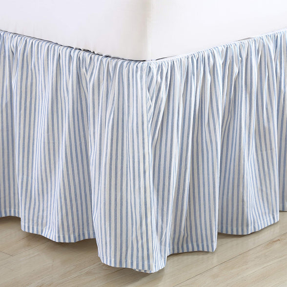 Laura Ashley Home | Bedskirt-100, Stylish Ruffled Design, 100% Cotton, Blue, King