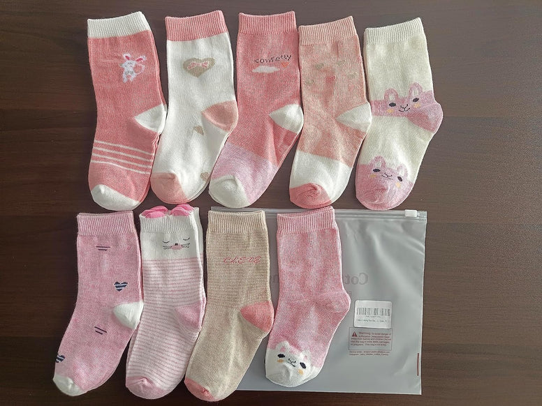 Cotton Coming Pink Cotton Baby Girl Socks, 9 Pairs Cute Socks for Baby Girls