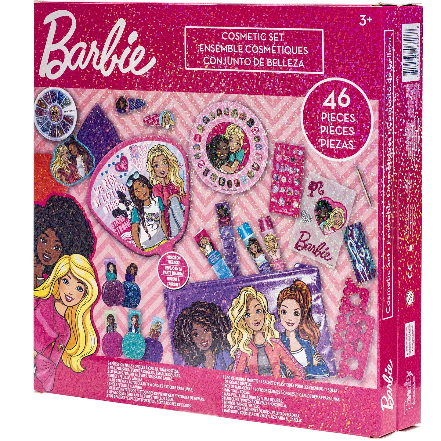 Barbie - Townley Girl Mega Cosmetic Makeup Gift bag Set includes Lip Gloss, Nail Polish & Hair Accessories and more! for Kids Girls, Ages 3+ perfect for Parties, Sleepovers and Makeovers