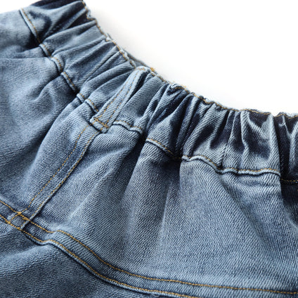 Flofallzique Little Girl Denim Skirts Mini Flared Layers Pleated Skirts for Toddlers Skorts