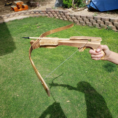 Adventure Awaits! - Handmade Wood Toy Crossbow Set - 10 Wood Arrows and a Quiver - for Outdoor Play